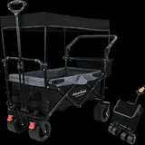 deluxe4home® deluxe4home Bollerwagen Faltbar mit Breiten Reifen und Dach Schwarz Grau