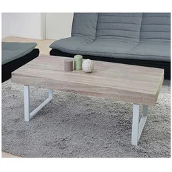 Couchtisch Genk H576, Wohnzimmertisch, 40x110x60cm ~ Eiche, helle Metall-Füße