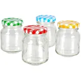 BURI Mini-Marmeladengläser 4er-Set 70ml Gläschen Einmachglas Probiergläschen bunt