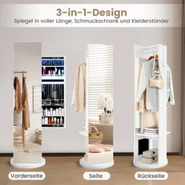 Costway Schmuckschrank mit Ganzkörperspiegel 360° drehbar