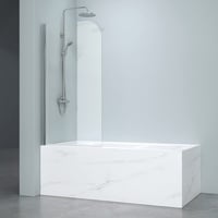 EMKE Duschwand für Badewanne 80x140 cm Duschabtrennung Faltbare Duschwand 1-teilig Faltbar 6 mm NANO-GLAS badewannenfaltwand