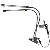 Dual Head Timing Pflanzenleuchte für Zimmerpflanzen 18W LED Grow Light 5 dimmbare Ebenen, Verstellbarer Schwanenhals mit Clip für Gewächshaushydroponik, 3/912H Timer