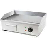 Vertes Grillplatte Bratplatte Plancha Grill Elektrisch 3000W aus Edelstahl Grillfläche Flach 55x35cm, Thermostat, Temperatur 50-300°c, Spritz & Wärmeschutz, Auffangbehälter, Anti Rutsch Gummifüße
