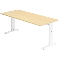 Bümö Schreibtisch Ahorn, Weiß, Nachbildung,Ahorn, Rechteckig, 180x74x80 cm, FSC