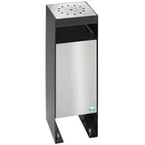 Proregal Robuster Kombiascher | 60 Liter, HxBxT 72x25x25cm | Verzinkter Stahl | Schwarz | Mülleimer Aschenbecher Abfalleimer