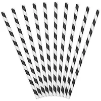 Partydeco Papierstrohhalme 10 St. 19 cm Schwarz/Weiß