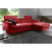 Ecksofa COTTA "Sammy L-Form" Sofas Gr. B/H/T: 226cm x 92cm x 105cm, NaturLEDER, Recamiere rechts, mit Bettfunktion-mit Kopfteilverstellung, rot wahlweise mit Bettfunktion