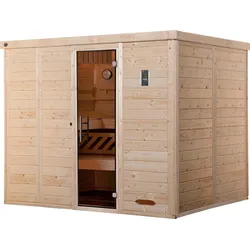 Sauna WEKA "Kemi", beige (natur), Saunaofen, externe Steuerung, 7,5 kW, Saunen, 7,5 kW-Ofen mit digitaler Steuerung
