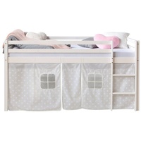 Homestyle4u Hochbett Spielbett Kinderbett Rutsche Turm Vorhang 90cm weiß