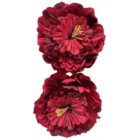 2474U Kunst-Blüte auf Clip Pfingstrose rot 10cm 2er-Set, naturgetreue