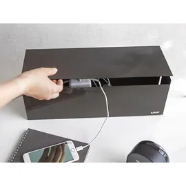Yamazaki Kabelbox, Schwarz, Kunststoff, 40x14x15 cm, Arbeitszimmer, Schreibtische