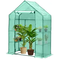 Daromigo Gewächshaus mit 135 g PE-Folie Foliengewächshaus Stahlrohr 16 mm Durchmesser, aufrollbare Tür, Tomatenhaus begehbares Treibhaus, Pflanzenhaus 143*73*195CM für Garten, Grün