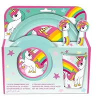 5-Teiliges Baby-Lunch-Set Mit Tellern, Gläsern Und Besteck Mit Einhornmuster