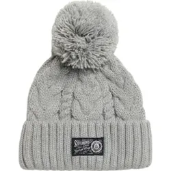 Superdry Unisex. Y9010189A Graue, grob geflochtene Strickmütze (OSFA), Lässig, Acryl
