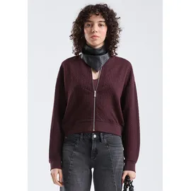 QS Sweatshirtjacke im Blousonstyle mit Zopfmuster - lila - XS