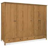 Kleiderschrank Massivholzschrank 5-türiger Schrank TOBINO Kiefer gewachst 5T 3SK