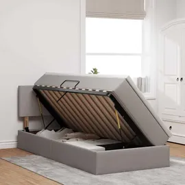 vidaXL Bett mit Stauraum und LED mit Kopfteil Taupe 90 x 190 cm Stoff