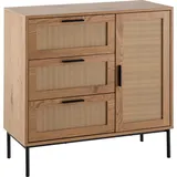 FineBuy Kommode + Sideboard Kommode Sideboard 80x82x36 cm Eiche Rattan Schubladenkommode Modern,