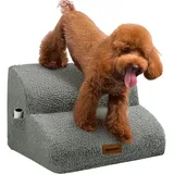 Deconovo Hunderampe für Bett Sofa, Hundetreppe für Kleine Hunde 2 Stufen, Abnehmbare, Waschbare Hunderampe mit Rutschfestem Bezug, Treppe für Haustiere Katzentreppe, 40x40x30 cm, Hellgrau