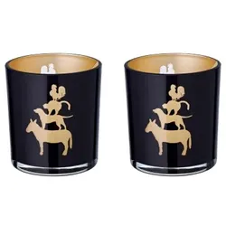 EDZARD 2er-Set Teelichtglas Stadtmusikanten (Höhe 8 cm), schwarz