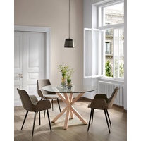 Kave Home Esstisch Arya Ø 119 cm Glas Braun Esche