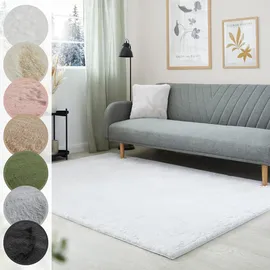 LUXOR LIVING Fellteppich LUXOR LIVING "Novara", weiß (altweiß), B:80cm H:30mm L:150cm, Kunstfaser, Teppiche, Fellteppich, Kunstfell, Kaninchenfell-Haptik, besonders weicher Hochflor