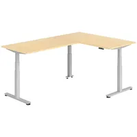 Bümö Eckschreibtisch, Ahorn, Silber, Nachbildung,Ahorn, Rechteckig, 160x74x240 cm, FSC
