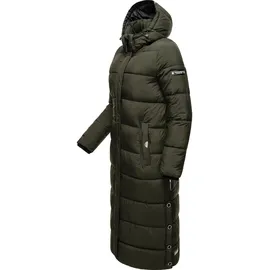 Navahoo Damen, Wintermantel warmer Steppmantel lang mit abnehmbarer Kapuze Isalie Dark Olive Gr. XXL - XXL