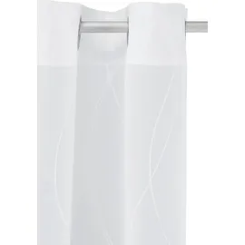 OTTO home Gardine OTTO HOME "Mila" Gr. 1, weiß, B:140cm H:145cm, Voile, Polyester, Gardinen, Gardine, mit Wellenmuster bestickt, monochrom