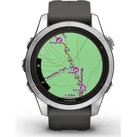 Garmin Fenix 7S Pro Solar BT 42 mm Edelstahlgehäuse silber Silikonarmband grau S