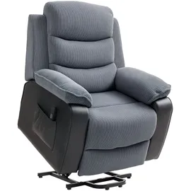 Homcom Fernsehsessel Cord Kunstleder 96 x 108 x 96 cm Dunkelgrau mit Fernbedienung