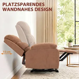 Homcom Fernsehsessel mit Liegefunktion Leinenoptik 88 x 102 x 93 cm Grau mit Kissen