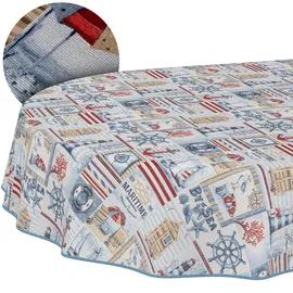 ANRO Tischdecke abwaschbar Oval 180 x 140 cm Rot