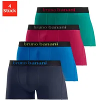 bruno banani Boxer, (Packung, 4 St.), mit farbigen Marken-Schriftzug am Bündchen Bruno Banani marine, blau, rot, grün | Gr. S