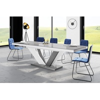 designimpex Esstisch Design Esstisch Tisch HEU-111 Grau - Weiß Hochglanz ausziehbar 160 bis 256 cm grau