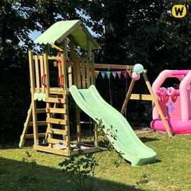 Wickey Spielturm MultiFlyer Light mit Schaukel und Rutsche Pastellblau