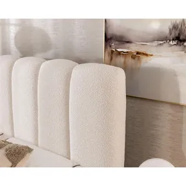 Fun Möbel Boxspringbett Schlafzimmerbett DENIS PREMIUM 180x200cm Stoff Catch Me Sand