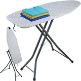 Relaxdays Bügelbrett & Dampfbrett, 109,5 x 35,5 cm Bügelstation zum Aufhängen, grau