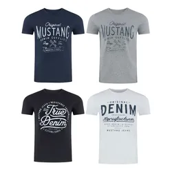MUSTANG Tshirt Herren Baumwolle Regular Fit 4er Pack Regular Fit Blau XXL