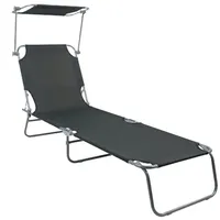 Mojawo - 3-Bein Gartenliege Schwarz 186x55x24cm mit Dach-MGM4000S-Schwarz
