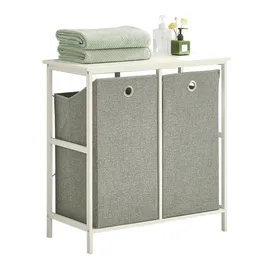 SoBuy Wäscheschrank mit 2 faltbaren Wäschekörben Weiß