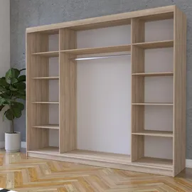 fabryka mebli idźczak Schwebetürenschrank 250 x 218 x 61 cm Braun/Weiß