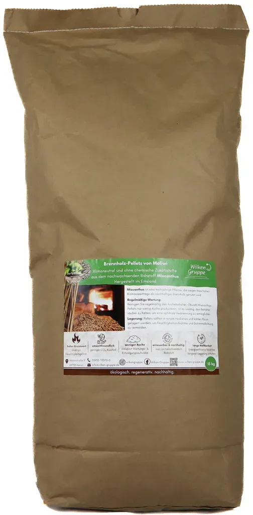 Miscanthus Brennholz-Pellets 15 kg, ohne chemischen Zusatzstoffe von M