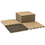 KOMFOTTEU Holzfliesen 10er Set Terrassenfliesen, aus Akazienhartholz 30 x 30 cm