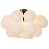 Qazqa - Design Art-Deco-Deckenleuchte I Deckenlampe I Lampe I Leuchte schwarz mit Opalglas 4-flammig – Uvas I Wohnzimmer I Schlafzimmer - Kugel I...