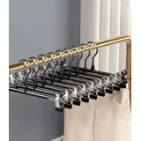 10 Stück Kleiderbügel 30cm Hosenbügel aus Metall Hosenbügel Platzsparend Kleiderbügel mit Anti Rutsch Clips Kleiderbügel mit Anti Rutsch Clip... - Schwarz