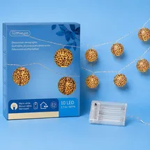Lumineo LED-Lichterkette 3 m Batterie Leopard-Lampions Warmweiß