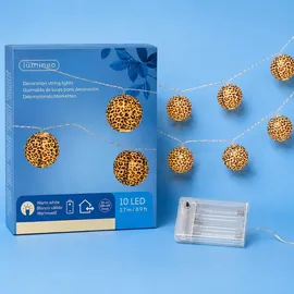 Lumineo LED-Lichterkette 3 m Batterie Leopard-Lampions Warmweiß
