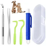 OhebEsx Zeckenzange, Zeckenpinzette Mit Lupe, 6-teiliges Set, Für Hunde Und Katzen, Effektive Zeckenentfernung, Mit Aufbewahrungsbox, Sicher Und Praktisch