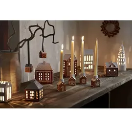 Kähler Kerzenhalter Gingerbread H7,5 cm Keramik Braun/Weiß